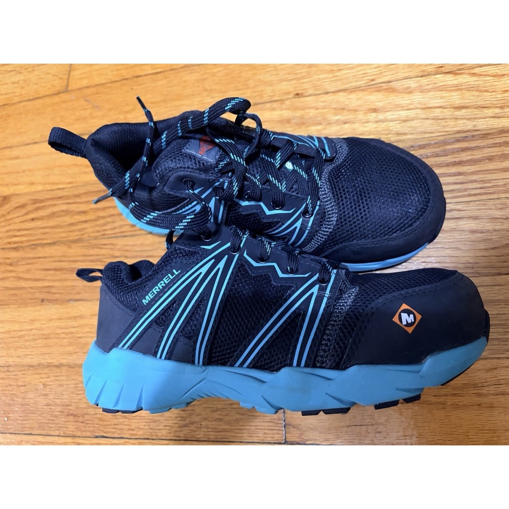Merrell Women's Fullbench Superlite Alloy Toe CSA Work Shoe Black/Teal Size 6